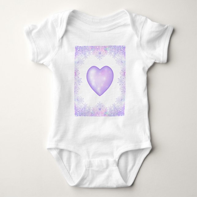 Body flocon de neige violet clair et cœur scintillant (Devant)