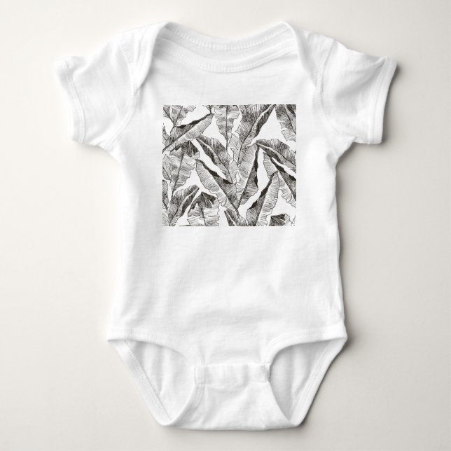 Body Forêt blanche noire : Motif Plante tropical (Devant)