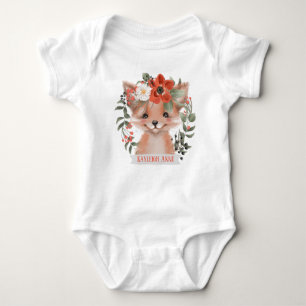 Body Fox mignon de bébé de région boisée d'aquarelle