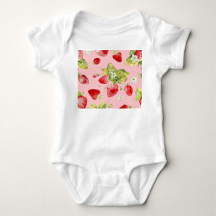 Body Fraises d'aquarelle, motif transparent et fruité.