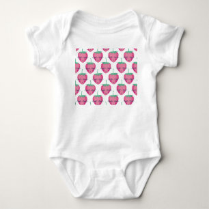 Body Fraises endormies souriantes, motif mignon.