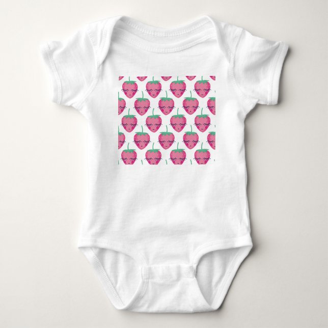 Body Fraises endormies souriantes, motif mignon. (Devant)