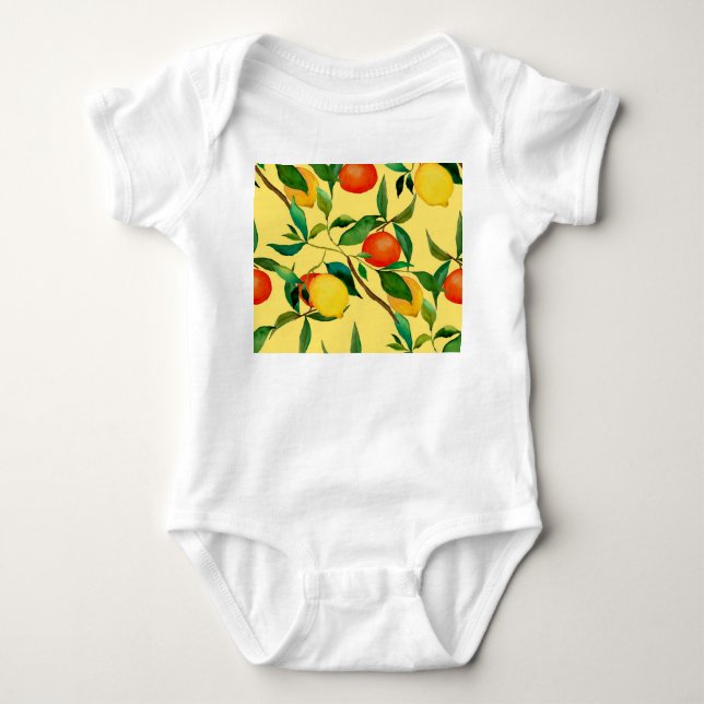 Body Fruits d'agrumes, motif d'aquarelle vibrante. (Devant)