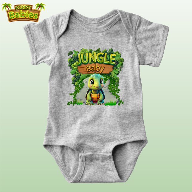 Body Fun Jungle Baby Turtle, mignonne Tortoise Faune 🐢 (Fun Jungle Baby Turtle, Cute Tortoise Woodland Wildlife Animal Nature-Inspired Baby Bodysuit 🐢)