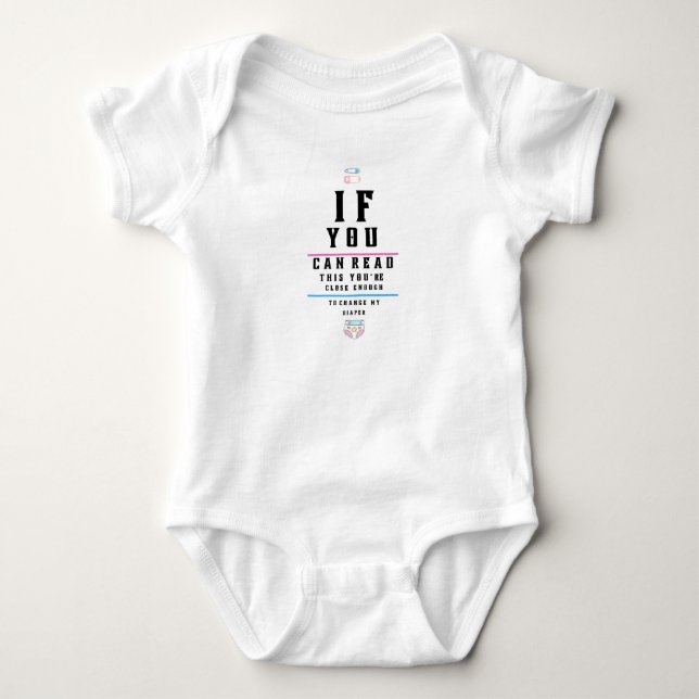 Body Funny Eye Chart Lire ma couche Bodysuit bébé (Devant)