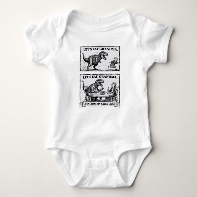 Body Funny Grammar Baby Singlet – “Let’s Eat, Grandma" (Devant)