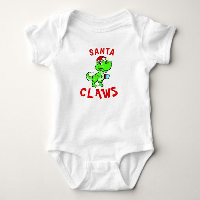 Body Funny Santa Claws Dinosaur Baby's 1st Noël (Devant)
