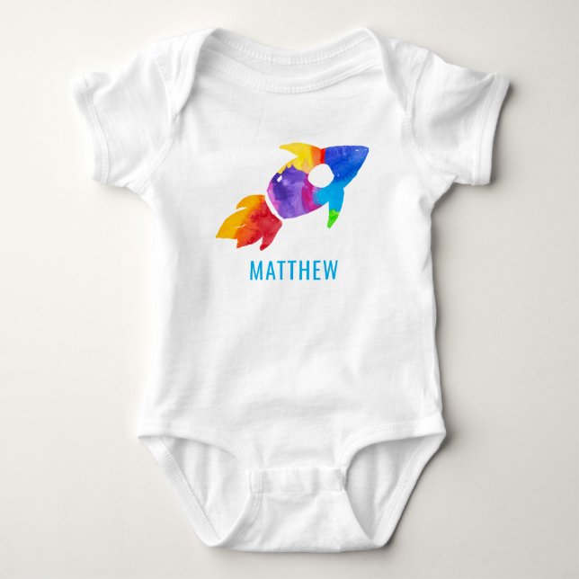 Body Fusée Espace Extra-Atmosphérique Enfant Aquarelle  (Devant)