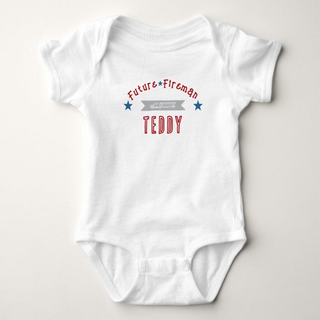 Body Futur pompier rouge et bleu bébé Onesy (Devant)