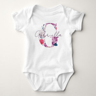 Body Gabriella Baby Name Flower Script Vintage Floral G