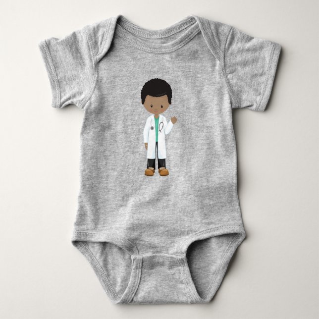 Body Garçon Afro-Américain, Médecin, Blouse de Laborato (Devant)