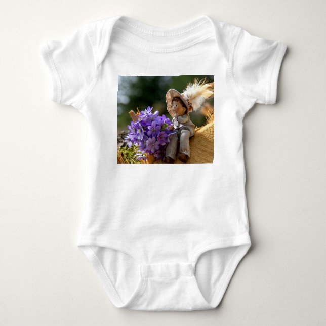 Body Garçon en rondelle avec fleurs (Devant)
