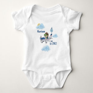 Body Garçons Mignon Bleu Voyage Avion Enfants 1er Anniv