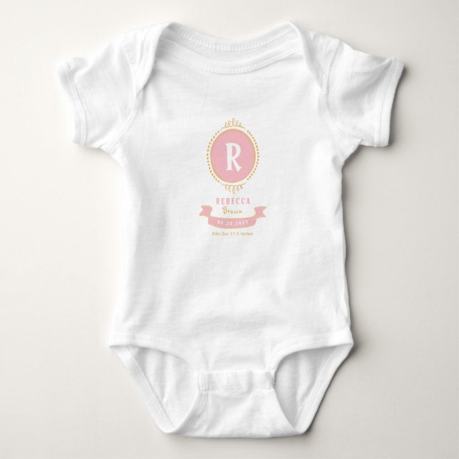 Body Gardes monogrammes pour petite fille personnalisée (Devant)
