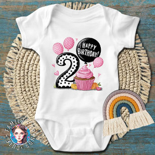 Body Gâteau Cupcake rose pour le 2e anniversaire 