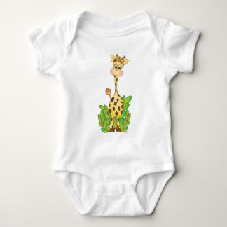 Body Girafe adorable avec le T-shirt de feuille