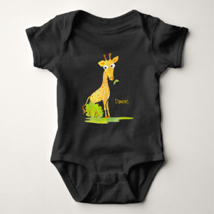 Body Girafe aquarelle personnalisée pour bébé garçon an