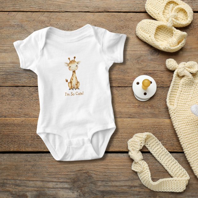 Body Girafe personnalisée neutre Mignon  (Giraffe Baby Body Suit. Personalized Baby shower gift, or new baby gift. Gender Neutral)