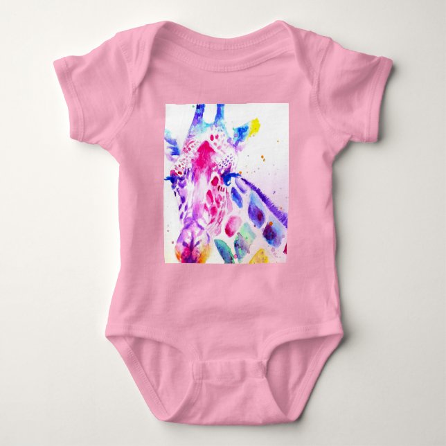 Body Giraffe Aquarelle Bébés Purple Cadeaux Lavande (Devant)