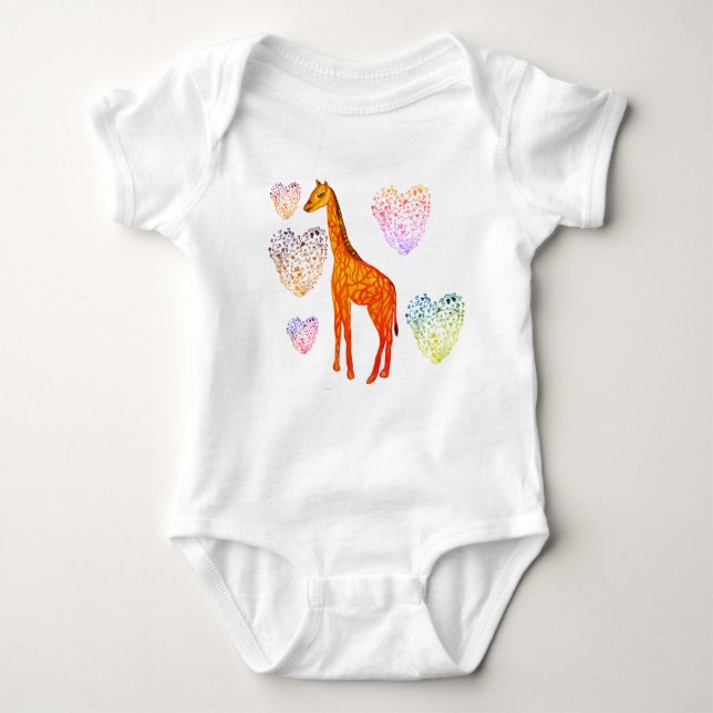 Body Giraffe Coeurs Jersey Bodysuit (Devant)