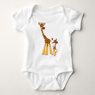 Body Giraffe et bébé de veau en caricature