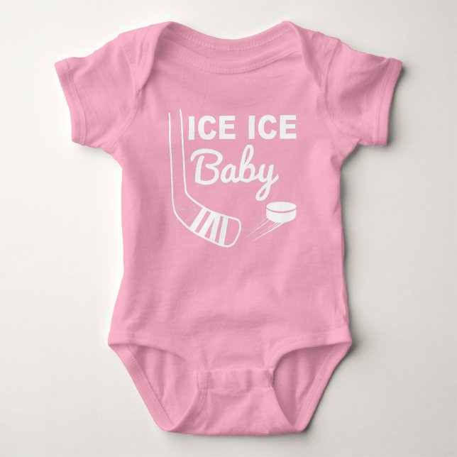 Body Glace rose Bébé Fille Hockey Bébé Bodysuit (Devant)