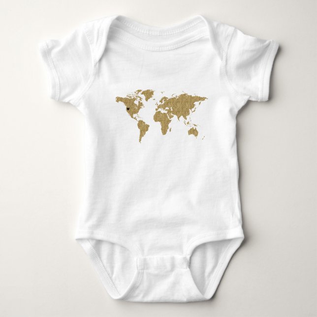Body Gold Foil World Map Custom Moveable Heart Location (Devant)