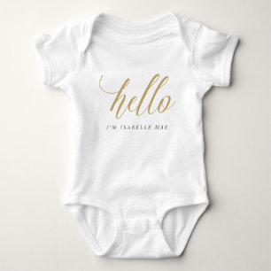 Body Gold Hello Nom personnalisé Bodysuit bébé