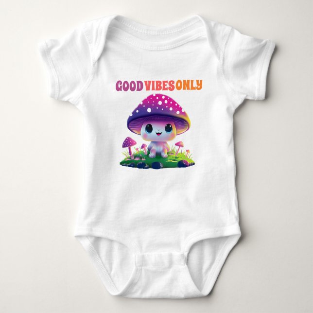 Body Good Vibes Only Cute Mushroom Baby Bodysuit (Devant)