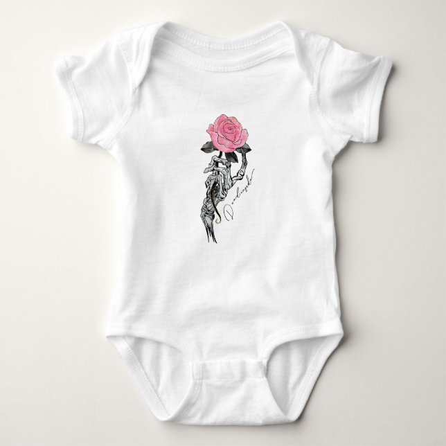 Body Goth Squelette Main Avec Rose Rose Rose | Décès à  (Devant)