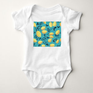 Body Gouache de citron jaune motif sur turquoise.