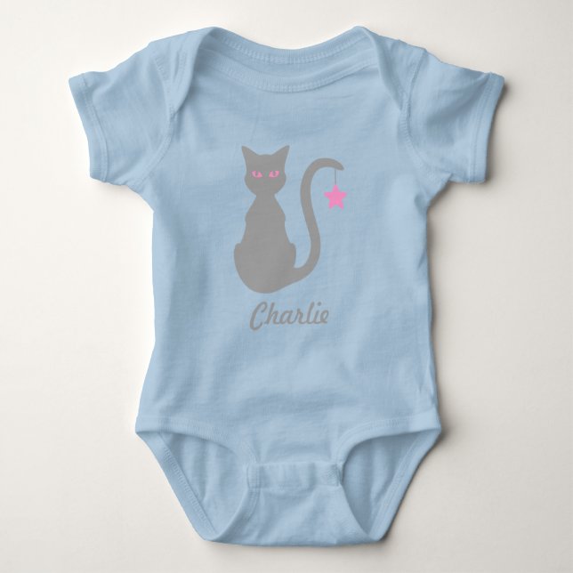 Body Gray Nom du chat Bodysuit bébé (Devant)
