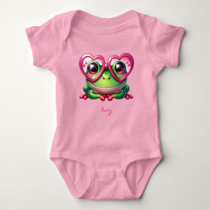 Body Grenouille mignonne portant des lunettes cardiaque