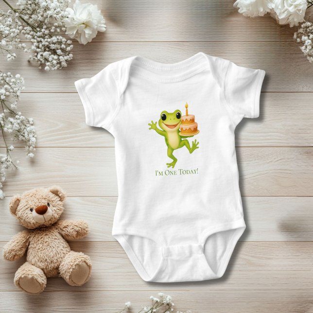 Body Grenouille personnalisée 1er anniversaire Cadeau b (Frog 1st Birthday Baby Body Suit. Personalized.)