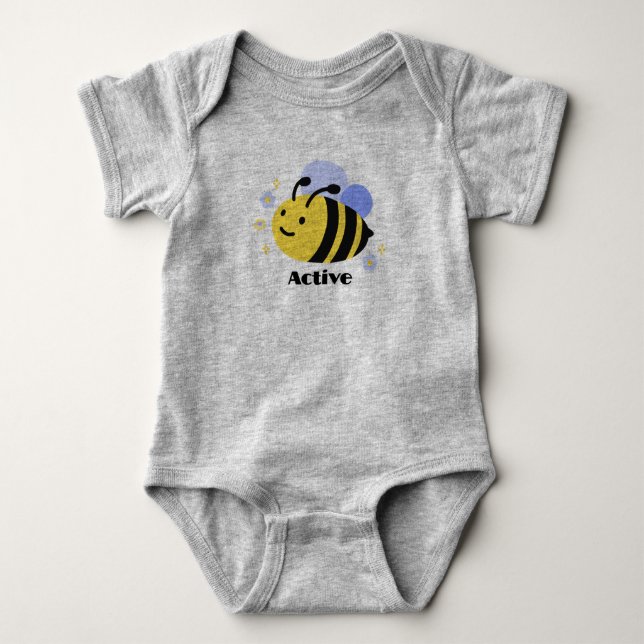 Body Grey Bee Baby pour garçons et filles (Devant)