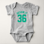 Body Gris et émeraude vert bébé | Design Jersey Sport<br><div class="desc">Gris et émeraude vert bébé | Sports Jersey Design ・ Baby Football Bodysuit</div>