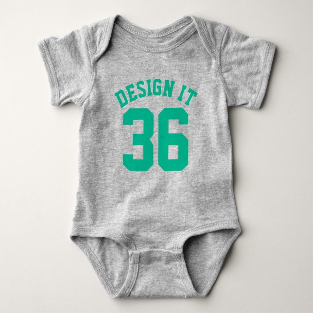 Body Gris et émeraude vert bébé | Design Jersey Sport (Devant)
