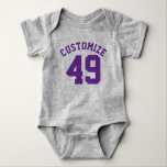 Body Gris et pourpre foncé bébé | Design Jersey Sport<br><div class="desc">Gris et pourpre foncé bébé | Sports Jersey Design ・ Baby Football Bodysuit</div>