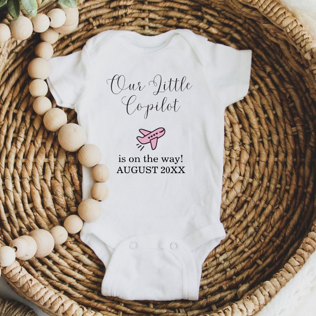 Body Grossesse Bébé Fille Rose Avion Petit Copilote (Créateur téléchargé)
