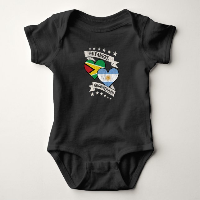 Body Guyane Argentine Drapeaux cardiaques Guyana Argent (Devant)