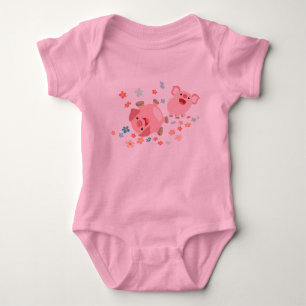 Body Habillement mignon de bébé de deux porcs de band