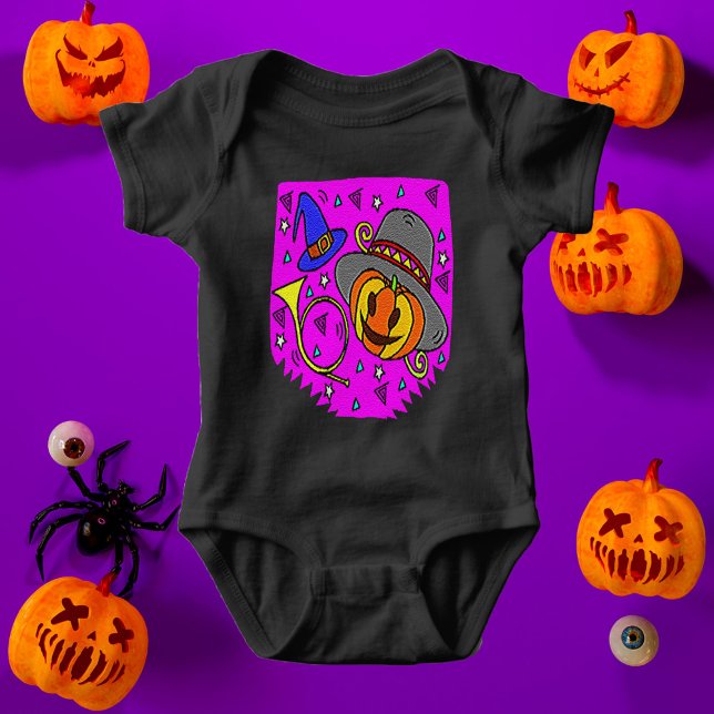 Body Halloween Party violet Jack OLantern Bugle (Halloween Party Purple Jack O'Lantern Bugle Baby Bodysuit)