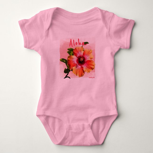 Body HAMbyWG - T-shirt Hawaiin rose bébé Hibiscus (Devant)