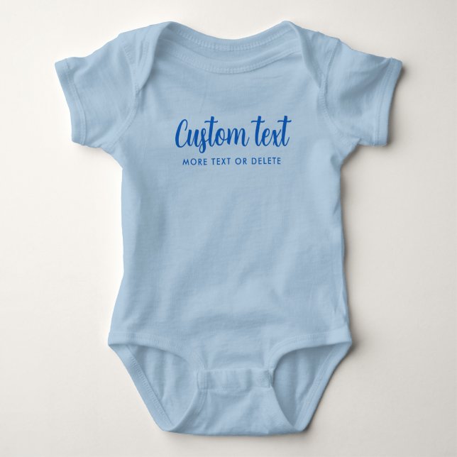 Body Handwritten Text Name Template One-Pieces Blue Boy (Devant)