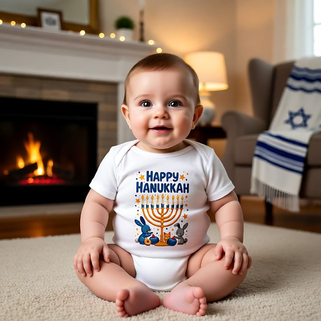 Body Hanukkah Dreidels & Doughnuts & Couches, Oh Mon di (Hanukkah Dreidels & Doughnuts & Diapers, Oh My Baby Bodysuit)