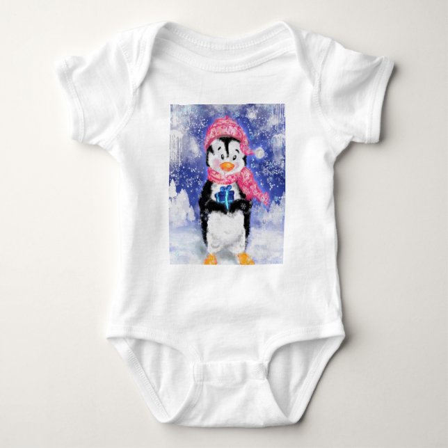 Body Happy Penguin Baby Bodysuit - Christmas (Devant)
