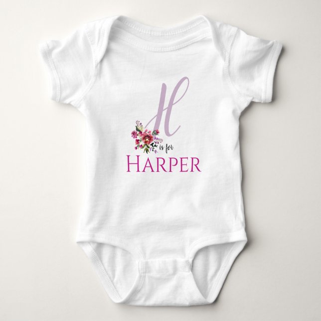 Body Harper Nom Reveal Floral Letter H Girl Whimsical (Devant)