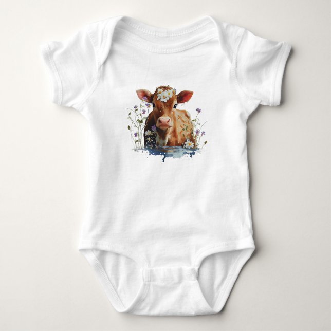 Body Heifer rouge (vache) avec fleurs (Devant)