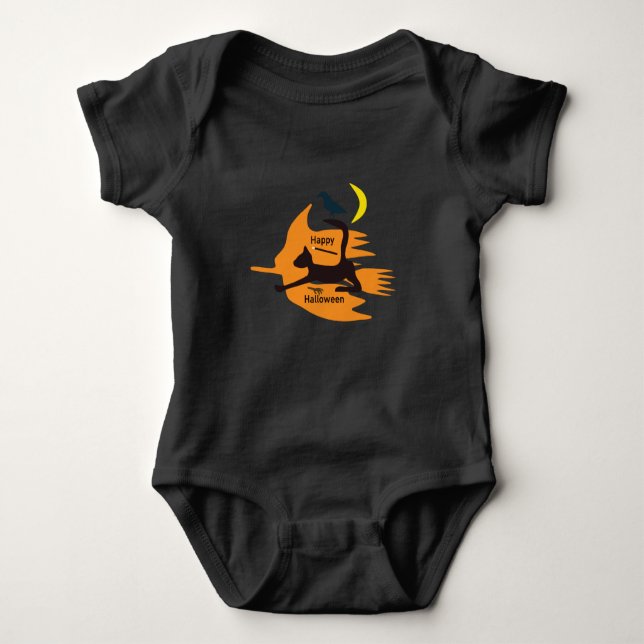 Body Hello Witch - Orange-Black Happy Halloween Image. (Devant)