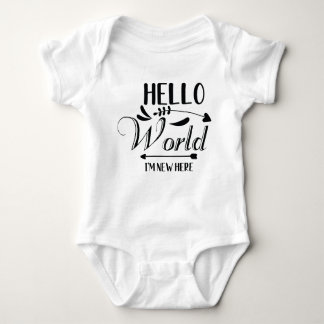 Body "Hello World i'm new here" Funny Baby Bodysuit